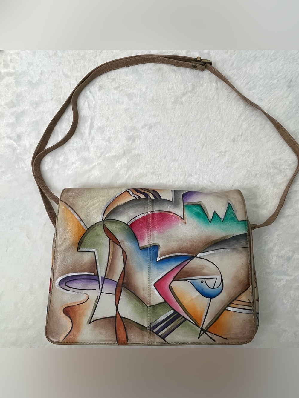 Vintage 80’s Hand Painted Leather Purse
